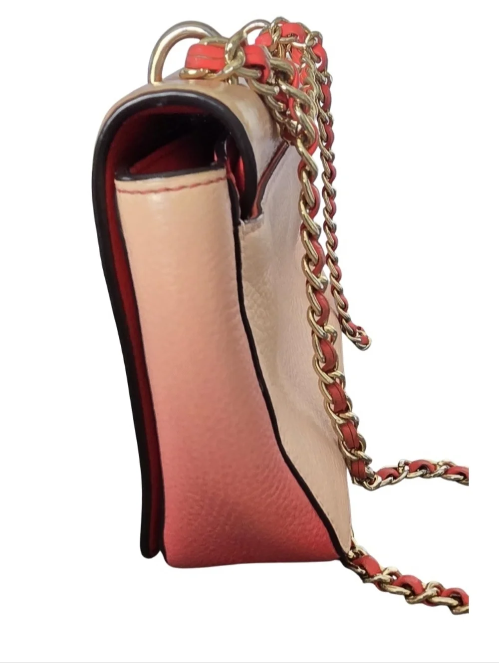 TORY BURCH Dégradé Mercer Adjustable Shoulder Bag Gradient Pink Red Gold Chain